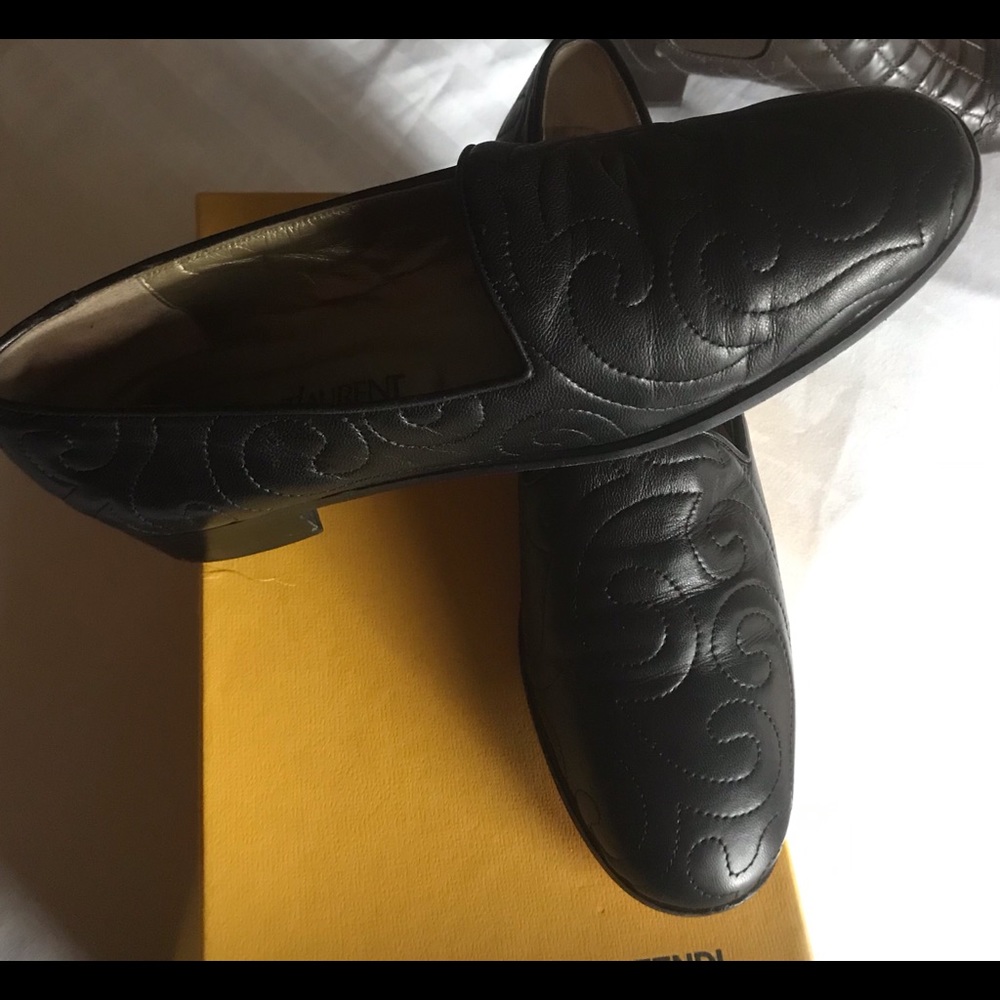 Brown leather loafers